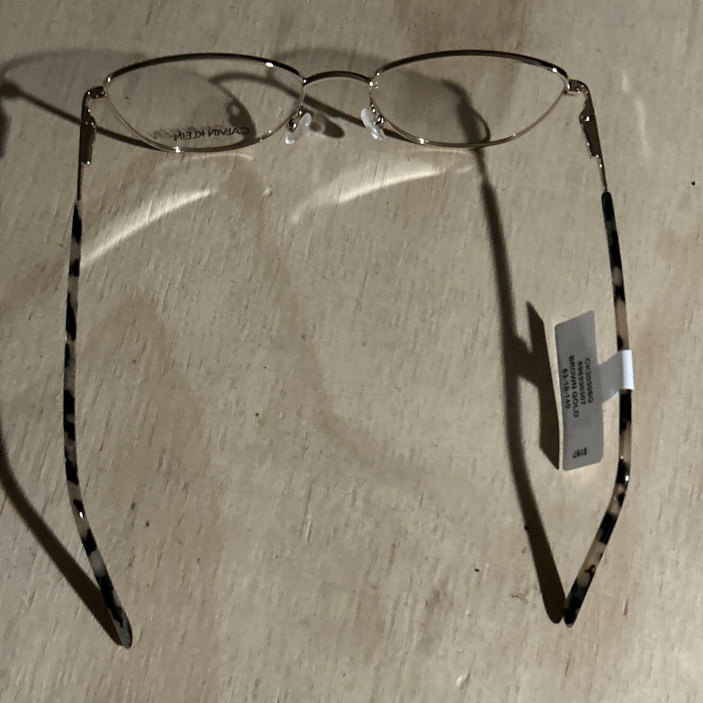 Calvin Klein Woman's Glasses 53-18–140 Brown Gold NEW Msrp 197 With Case NWT - Picture 7 of 9